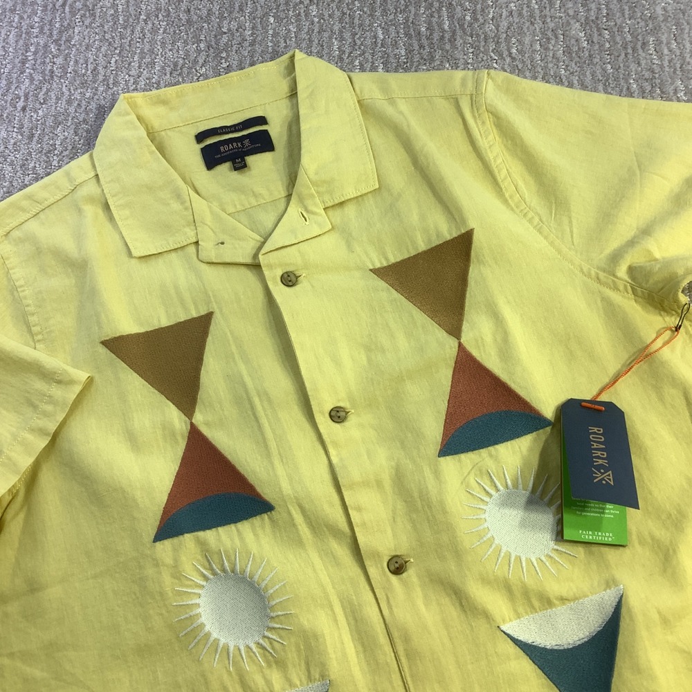 Roark Gonzo SS Woven Shirt Mens Sunbeam Yellow Linen Blend Size M‎ NWT